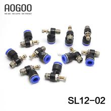 Tubo de 12mm de rosca G1/4, válvula de acelerador neumática, conector rápido, SL12-02 de válvula de escape, 10 unids/lote 2024 - compra barato