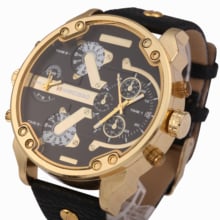 Men Fashion Watch Leather Strap Golden Case Relogio Masculino Dual Time Zones Military Wristwatch Brand Shiweibao Quartz Watches 2024 - buy cheap