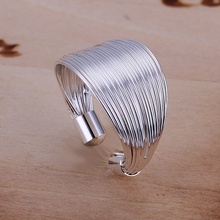 O melhor presente hot moda exquisite prata abertura circular multi-linha de modelos de jóias de prata anel de prata clássico R018 2024 - compre barato
