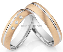 Juego de anillos de titanio para parejas, bandas de boda de tamaño personalizado de lujo, color oro rosa, para aniversario 2024 - compra barato