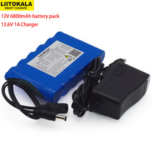 Liitokala-bateria de íon de lítio portátil, super 18650 recarregável, capacidade do pacote, 12 v, 6800 mah, cctv, monitor, 12.6v, carregador 1a 2024 - compre barato