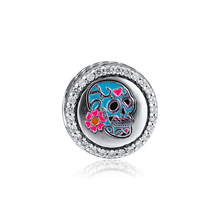 CKK Atacado Prata Esterlina 925 Jóias Charme Day of The Dead Crânio Contas de Cristal Encantos Serve Pulseira DIY Fazendo Acessórios 2024 - compre barato