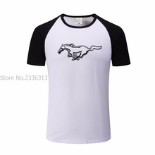 DIY cotton summer for male Mustang T-shirt fashion tshirt raglan sleeve T shirt 2024 - buy cheap