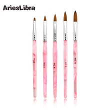 AriesLibra-Juego de pinceles acrílicos para manicura, Set de pinceles de cristal rosa para decoración de uñas, 2 #/4 #/6 #/8 #/10 #, 5 unids/set 2024 - compra barato