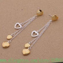 Silver Plated earrings , Silver Plated fashion jewelry , Two color heart hanging  /egxamyea bhzajzga AE295 2024 - buy cheap