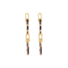 Rongho Vintage Metal Bamboo chain earrings for women Leopard print acrylic link chain earring pendant boho jewelry 2024 - buy cheap