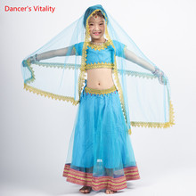 Children India Dance Clothing Girls Belly Dance Suit Tops+Skirt+Veil 3pcs Set For Kid's India Dance Stage Performance Costumes 2024 - buy cheap