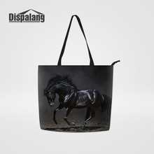 Dispalang женская сумка для покупок с принтом лошади, Большая вместительная парусиновая многоразовая сумка для продуктов, Дамская Портативная Сумка-тоут для покупок 2024 - купить недорого