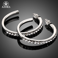 AZORA White Gold Color Stellux Austrian Crystal Round Design Hoop Earring TE0007 2024 - buy cheap
