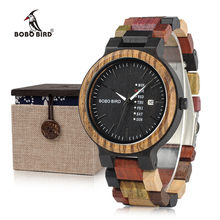 BOBO BIRD-relojes de madera para hombre, pulsera de cuarzo con calendario completo, Caja de regalo de madera 2024 - compra barato
