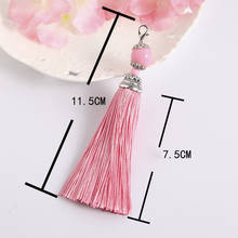 5pcs 11.5cm Cotton Silk Tassels Key Ring With Beads Charm Pendant Satin Tassels With Lobster Clasp DIY Jewelry Making Findings B 2024 - buy cheap