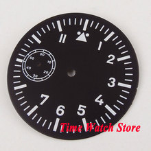 38.9mm black sterial dial fit ETA 6497 hand winding movement Watch dial super Luminous white marks D111 2024 - buy cheap