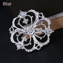 (12 pieces/lot)hot sale  Fashion silver color Flower Brooches women crystal Wedding brooch pins for women/men jewelry 2024 - buy cheap