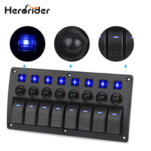 Painel de interruptor, 8 gang, estilo de carro, à prova d'água, 12v, carro, barco, marinho, led vermelho, interruptor de rocker, painel, disjuntores com fusível 2024 - compre barato