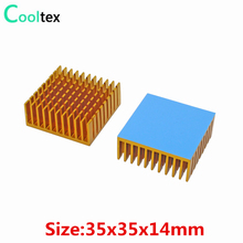 Radiador de calor de alumínio 35x35x14mm, dissipador de calor para eletrônico chip ic 3d de impressão, resfriamento com fita térmica condutora, 5 peças 2024 - compre barato