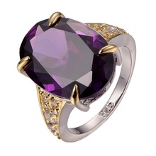 Кольцо с фиолетовым кристаллом из искусственного циркония, серебристое, белое, с кристаллом из циркония, кольцо лучшего качества, размер 6, 7, 8, 9, 10, F1296 2024 - купить недорого