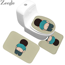 Zeegle Cartoon Bath Mat for Bathroom Non-Slip Pedestal Rug Lid Toilet Cover Bath Mat Bathroom Floor Rugs Toilet Carpet Mat 2024 - buy cheap