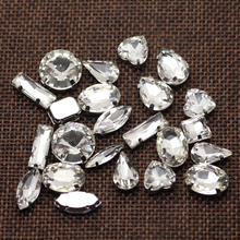 20pcs mixed shape crystal white glass sew on claw rhinestones,diy clothing accessories, sew on rhinestone with metal setting 2024 - buy cheap