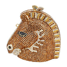 Horse Head Luxury Crystal Evening Clutch Bag Gold Handcraft Party Evening Bag sparkly Silver Diamond Ladies Banquet Bag 88163 2024 - buy cheap