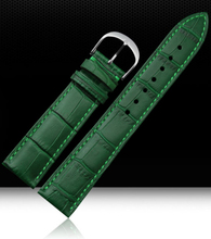 Pulseira de relógio de couro de crocodilo 100%, pulseira de couro verde para homens e mulheres, 12mm 14mm 16mm 18mm 20mm 22mm 2024 - compre barato