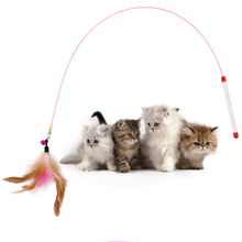 Juego de varitas de plástico para gatos, juguete de plumas de alambre de acero de diseño bonito para gatos, productos para mascotas, 1 unidad 2024 - compra barato