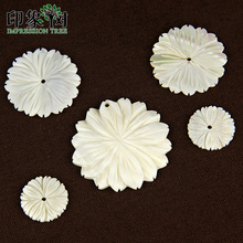 Round Flower Carven Freshwater Shell Beads Hanging Hole Natural MOP Seashells Charms Pendant DIY Neckalce Jewelry Making 1918 2024 - buy cheap