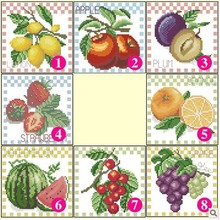 Pacote bordado promoção melhor qualidade kit de ponto cruz série de frutas 8 peças total frete grátis 2024 - compre barato