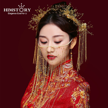 HIMSTORY Sparkling Vintage Gold Pearl Bridal Hair Accessories Chinese Bridal Jewelry Headpiece Haircombs Hairpin Headwear Jewelr 2024 - buy cheap