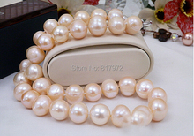 Wedding woman Real Pearl 11-12mm AAA Natural Huge Pink Pearl Handmade Necklace 2024 - buy cheap