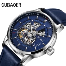 Luxury Fashion Automatic Mechanical Leather Male Watch OUBAOER Top Brand Business Sport Waterproof Skeleton Watches For Men 2024 - buy cheap