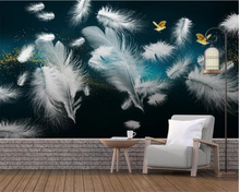 Beibehang-papel tapiz 3d para pared, mural HD de pluma de ensueño, pájaro dorado, papeles tapiz, decoración del hogar, papel de pared 2024 - compra barato