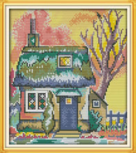 The cabin cross stitch kits flower autumn garden cartoon Aida count 14ct 11ct printed embroidery DIY handmade needlework supply 2024 - buy cheap