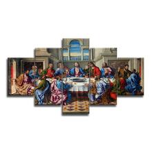 5 pcs Large Jesus The Last Supper Wall Art Christian Poster Christ Canvas Prints Art Home Decor for Living Room Bedroom Pictures 2024 - buy cheap