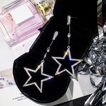 New Fashion Brincos Oorbellen Bijoux Crystal Rhinestone Hollow Five-pointed Star Hanging Earrings Ladies Fashion Jewelry 2024 - buy cheap