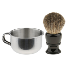 Men's Shave Set Badger Hair Shaving Brush+ Stainless Steel Soap Mug Bowl 2024 - buy cheap