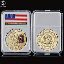 Moneda de recuerdo personalizable con soporte de cápsula, accesorio de División Aérea de los Estados Unidos 82, desafío militar de oro, coleccionable 2024 - compra barato