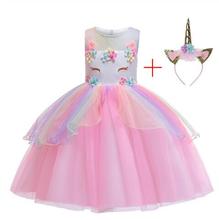 Unicorn Tutu Princess Flower Girl Dress Summer Wedding Birthday Party Kids Dresses For Girls Children's Costume Prom Designs 2024 - buy cheap