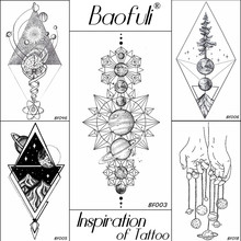 BAOFULI 3D Temporary Henna Geometry Tattoo Waterproof Fake Body Arm Art Tatoos Planets Bracelet Star Tattoo Stickers Women Men 2024 - buy cheap