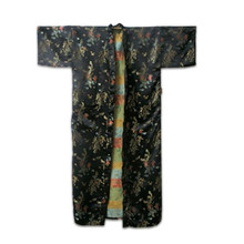 New Arrival Black Male Silk Robe Gown Chinese Vintage Printed Nightwear Fashion Kimono Dropshipping Size S M L XL XXL  ZR24 2024 - buy cheap
