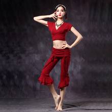 Women Tribal Belly Dance Top & Pants 2 Pieces Set V-neck Choli Tops & Short Pants Trousers ATS Belly Dance Costume Clothes 2024 - buy cheap