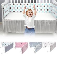 Дышащие хлопковые накладки на бампер для кроватки 0-12 месяцев, моющиеся Мягкие накладки на кроватку, комплект для детской защитной накладки на бампер, защитные накладки на кроватку 2024 - купить недорого