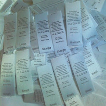Etiquetas tejidas blancas personalizadas, instrucciones de lavado de ropa, etiqueta de cuidado de chaqueta, 25 mm x 75 mm 2024 - compra barato