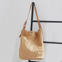 Paper Tote Bag Women Kraft Paper Bucket Bag Wrinkled Handbag Retro Vintage Eco Shoulder Bag Casual Messenger Bag Sac Femme 2024 - buy cheap