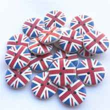 50pcs 20mm UK Flags Painted Round Wood Buttons Scrapbooking Decorative 2 Holes diy Button Crafts Sewing 2024 - buy cheap