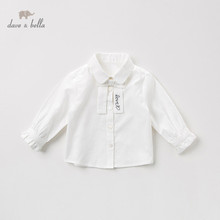 DB11949 dave bella/Осенняя белая рубашка с бантом для маленьких девочек, детские футболки с длинными рукавами 2024 - купить недорого