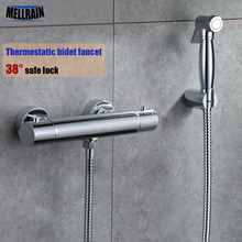 Thermostatic control bathroom & toilet bidet faucet wall mounted brass chrome plated thermostatic faucet sprayer shower head 2024 - buy cheap