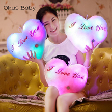 Heart Shaped Pillow Plush Light - Up Toys Glowing Toys With English Letter Kids Gift for Girl Friend Stuffed Pillow 2024 - buy cheap