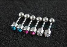 New arrival Labret piercing Labret Ring Ear stud Ear piercing Hot Sell 100pcs/lot  Crystal Gem Barbell Earring Mixed Colors 2024 - buy cheap
