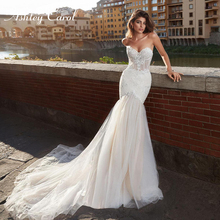 Ashley Carol Lace Mermaid Wedding Dress 2021 Romantic Sweetheart Bridal Gown Sleeveless Appliques Backless Bride Dresses 2024 - buy cheap