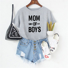 LUSLOS 3 вида цветов Mom of Boys Женская футболка женская летняя футболка с короткими рукавами с буквенным принтом для мамы размера плюс, футболка свободного покроя, мягкие футболки 2024 - купить недорого